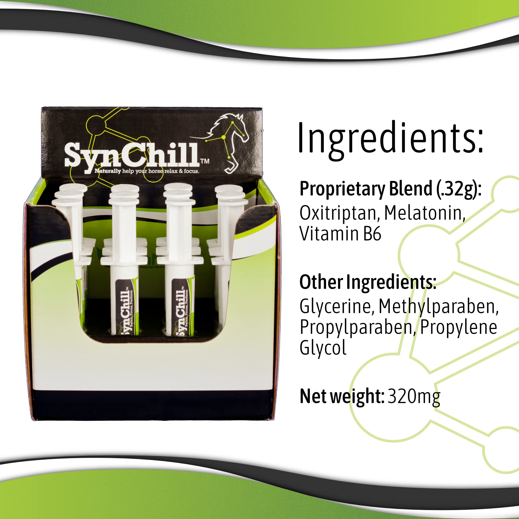 SynChill Oral Horse Calming Gel, 100% Natural & Nutritional Supplement, Lab Proven Results, Designed for Focus & Performance, Ap